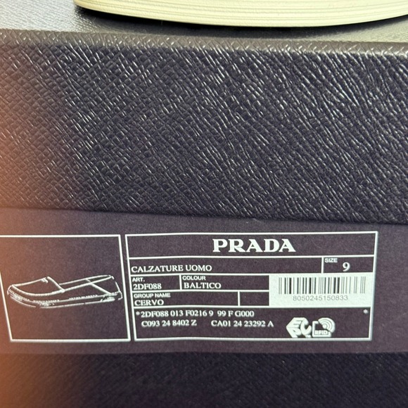 Prada Mens 2DF088 Baltico Blue Cervo Deerskin Leather Loafers UK 9